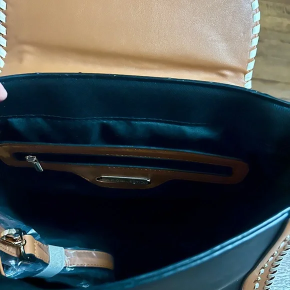 MKF Collection by Mia K Flora ~ Brown/Beige Leather W/ Flora Satchel Bag ~ New - Picture 15 of 16